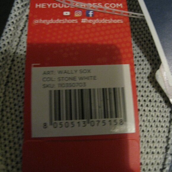 Men's Hey Dude, Wally Sox Style Slip-On Stone white (light gray look) size 12 - Picture 9 of 9